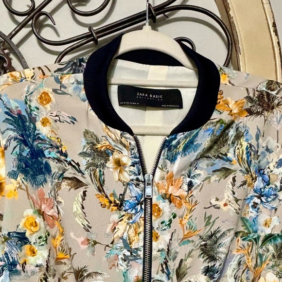 Zara Floral Crop Bomber Jacket - Picture 3 of 11